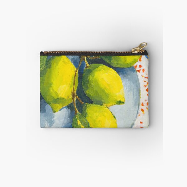 Item preview, Lemons in Patterned Rim Dish  designed and sold by AMOpainting.
