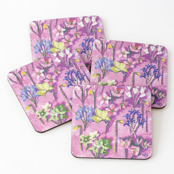 Item preview, Cut Flower Variety on Pink Patterned Background designed and sold by AMOpainting.