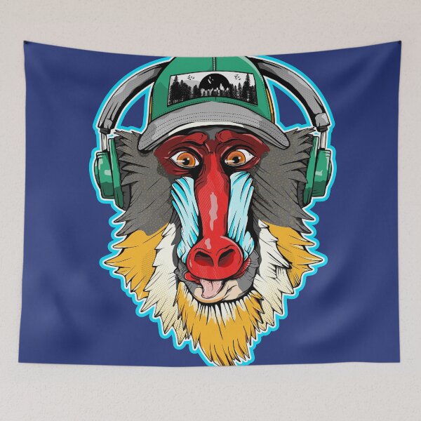 Item preview, Mandrill wearing headphones designed and sold by piedaydesigns.