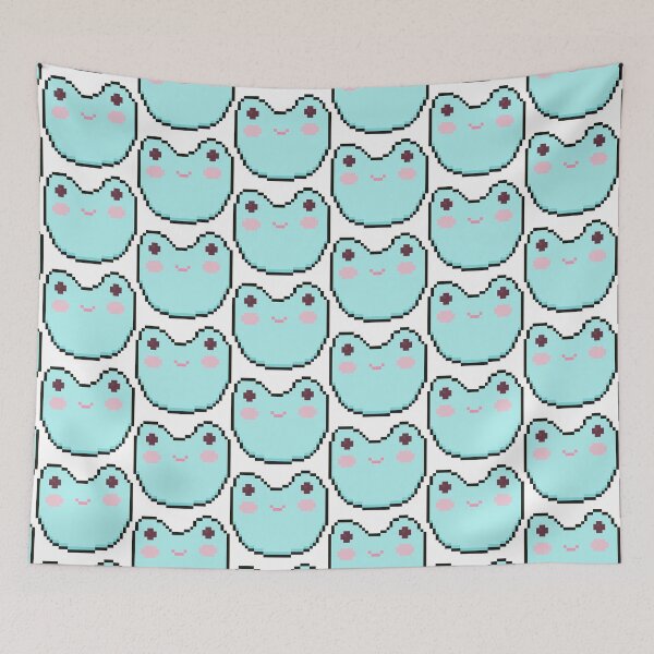 Item preview, pixel art frog blue designed and sold by sezalilly.
