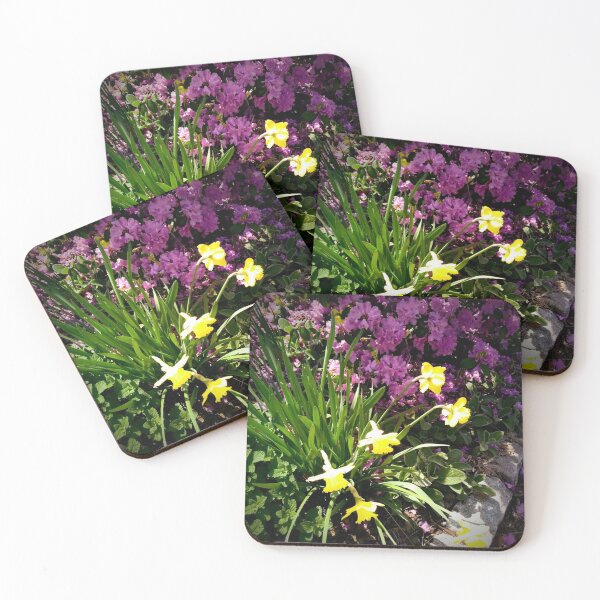 Item preview, Sunny Bright Yellow And Purple Flowers Photo Design designed and sold by EarthArtDesigns.