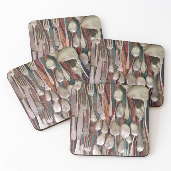Item preview, Vintage silverware on colorful cloth designed and sold by Wandas-World.