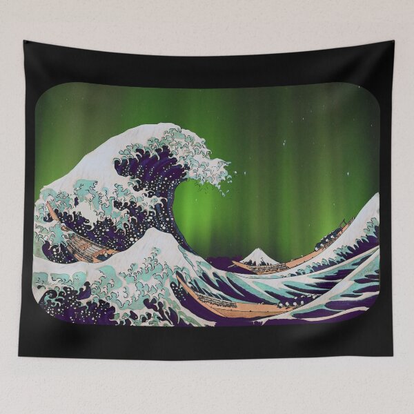 Item preview, The Great Wave Under The Aurora Borealis - Aurora Borealis Over The Great Wave designed and sold by molamode.