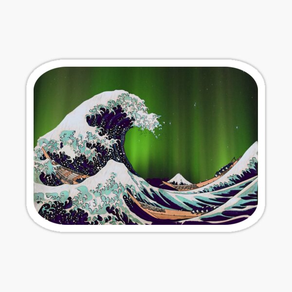 Item preview, The Great Wave Under The Aurora Borealis - Aurora Borealis Over The Great Wave designed and sold by molamode.