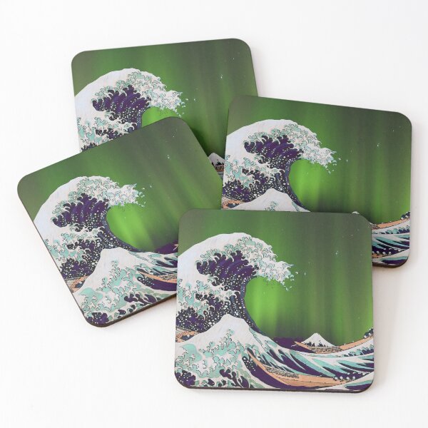 Item preview, The Great Wave Under The Aurora Borealis - Aurora Borealis Over The Great Wave designed and sold by molamode.