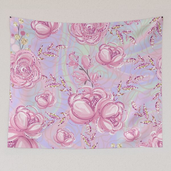 Item preview, Pink and gold floral glitter girly fashion pattern 2 designed and sold by Lalanacliparts.