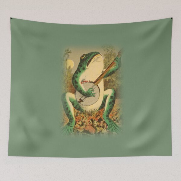 Item preview, Frogcore Cottagecore Aesthetic Vintage frog playing banjo designed and sold by All Things Wild.