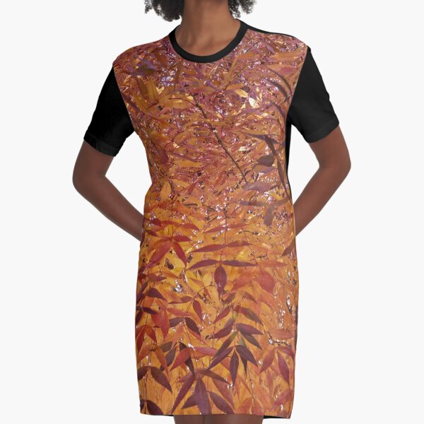 Beautiful autumn leaves in red, yellow and orange tones Graphic T-Shirt Dress