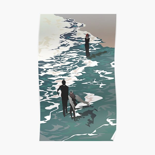 Makima, Aki and Angel Devil by the Sea - Chainsaw Man Art Poster