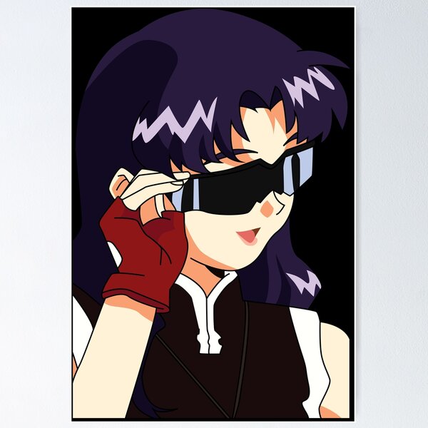 Vista previa del artículo con la obra «Misato with glasses Evangelion», diseñado y vendido por Migi-Desu.