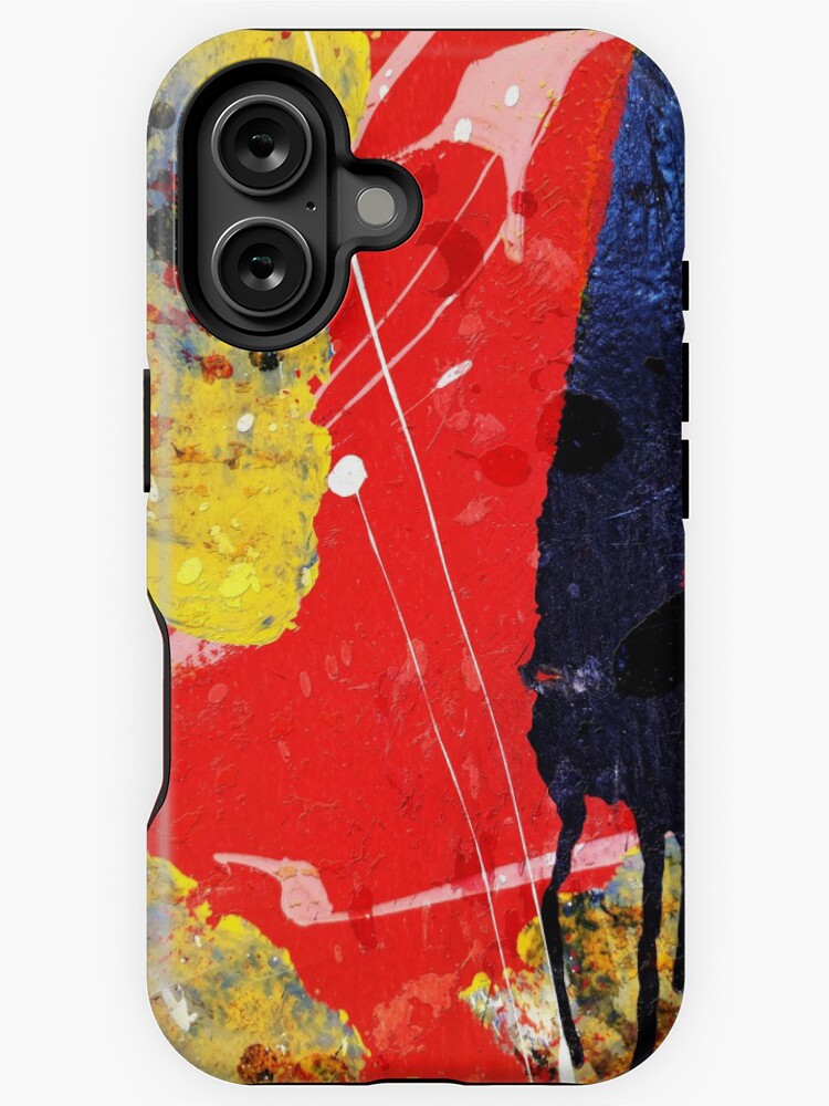 Aperçu 1 sur 4. Coque iPhone avec l'œuvre Résumé en rouge avec jaune et bleu créée et vendue par Larry3.