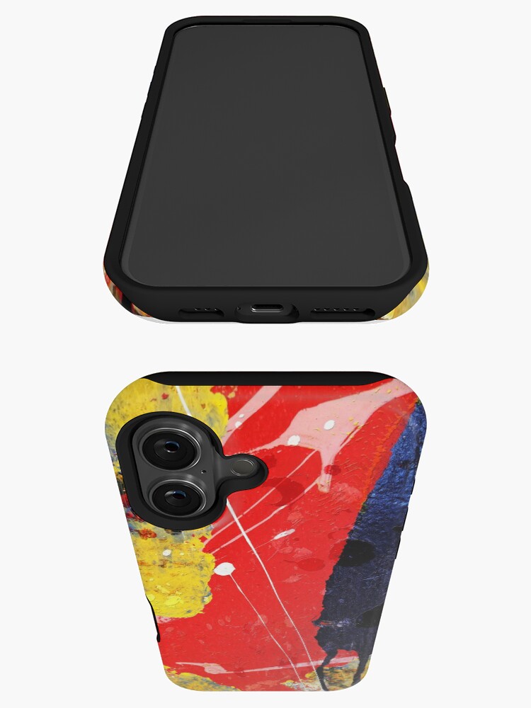 Aperçu 3 sur 4. Coque iPhone avec l'œuvre Résumé en rouge avec jaune et bleu créée et vendue par Larry3.