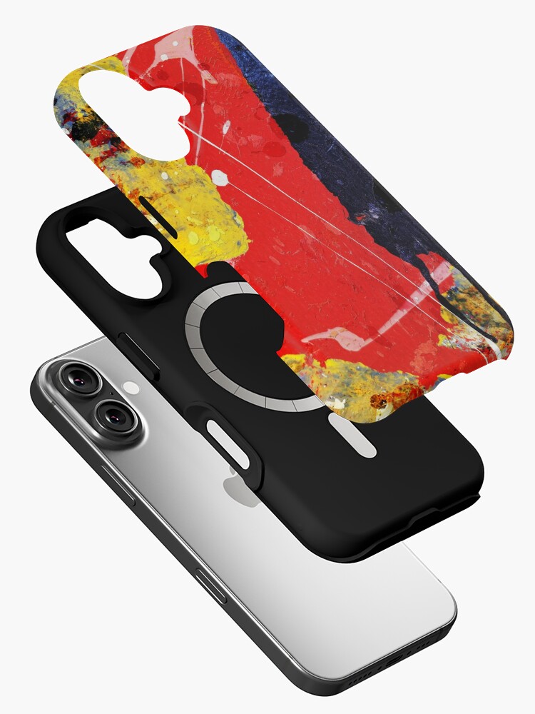 Aperçu 2 sur 4. Coque iPhone avec l'œuvre Résumé en rouge avec jaune et bleu créée et vendue par Larry3.