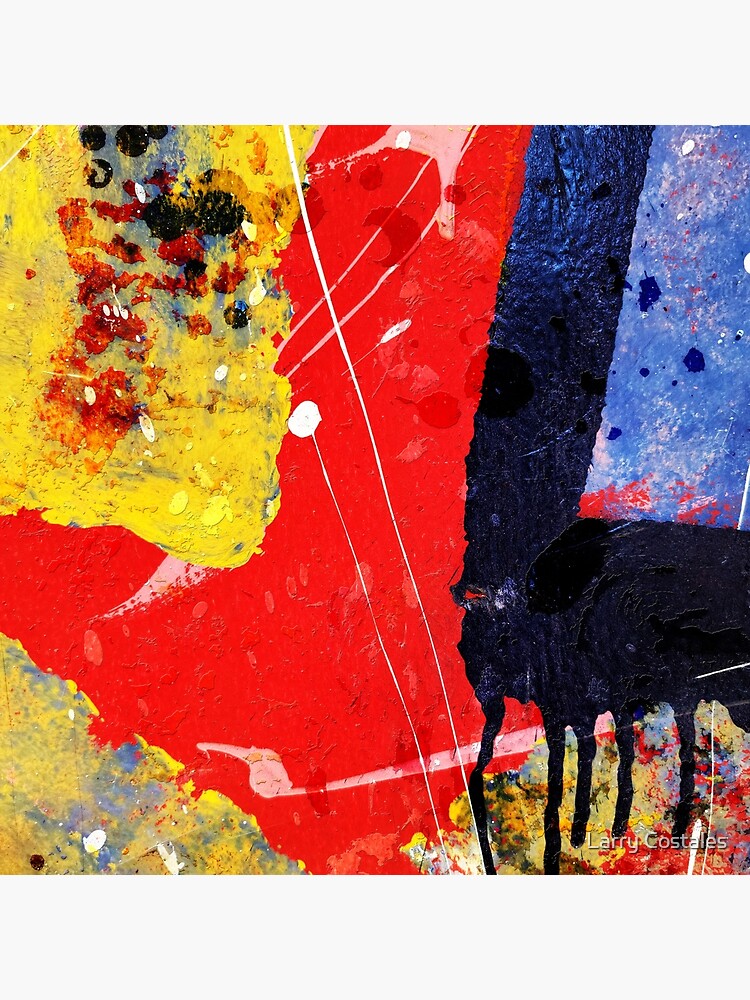 Aperçu 4 sur 4. Coussin avec l'œuvre Résumé en rouge avec jaune et bleu créée et vendue par Larry3.