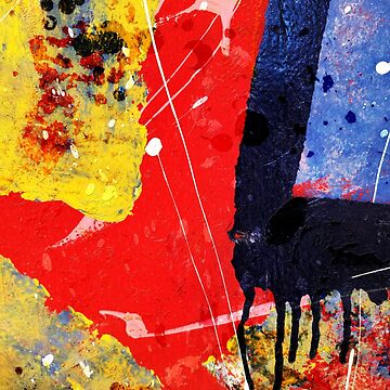 Aperçu de l'œuvre Résumé en rouge avec jaune et bleu de Larry Costales