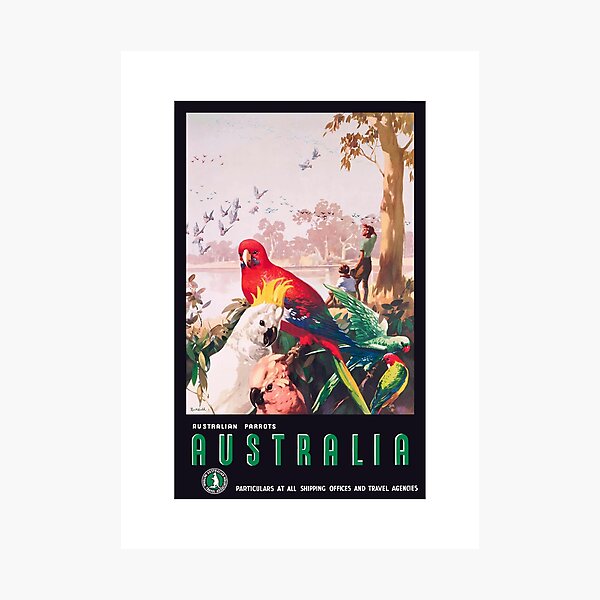 Item preview, 1935 AUSTRALIA Parrots Travel Poster designed and sold by retrographics.