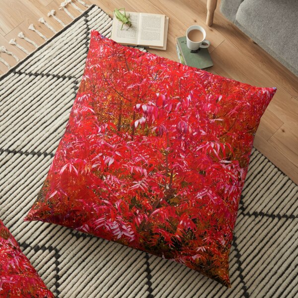 Beautiful intense red autumn leaves Floor Pillow