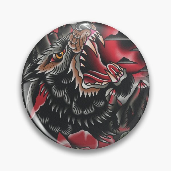 Item preview, Red moon wold head mountain scene designed and sold by Aloha-Life-808.