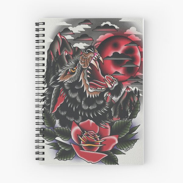 Item preview, Red moon wold head mountain scene designed and sold by Aloha-Life-808.