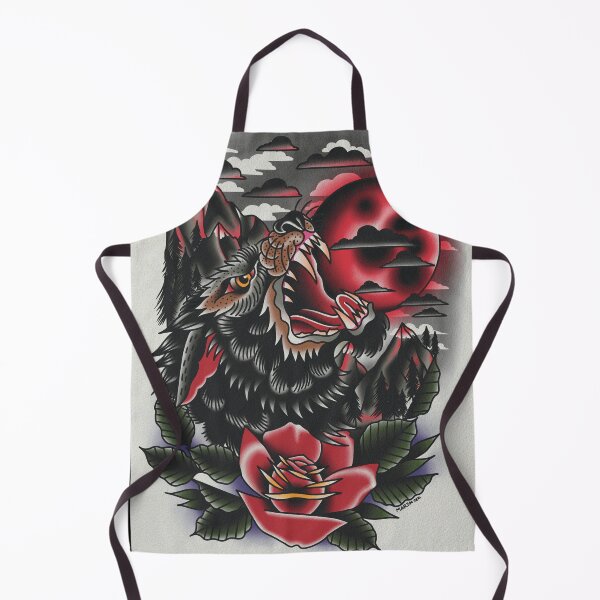Item preview, Red moon wold head mountain scene designed and sold by Aloha-Life-808.