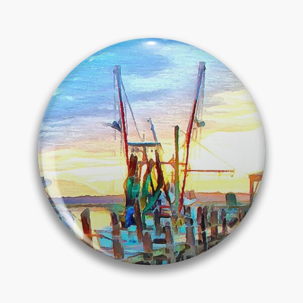 Item preview, Darien Shrimp Boats at Sunset designed and sold by SeaChangeDesign.