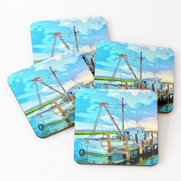 Item preview, Darien Shrimp Boats at Sunset designed and sold by SeaChangeDesign.