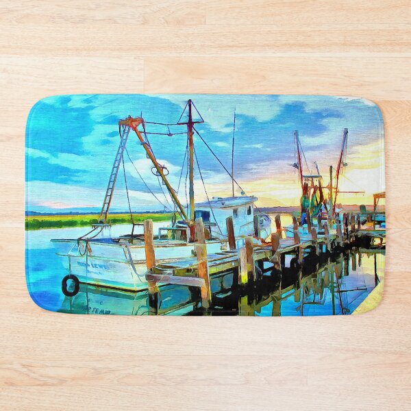Item preview, Darien Shrimp Boats at Sunset designed and sold by SeaChangeDesign.