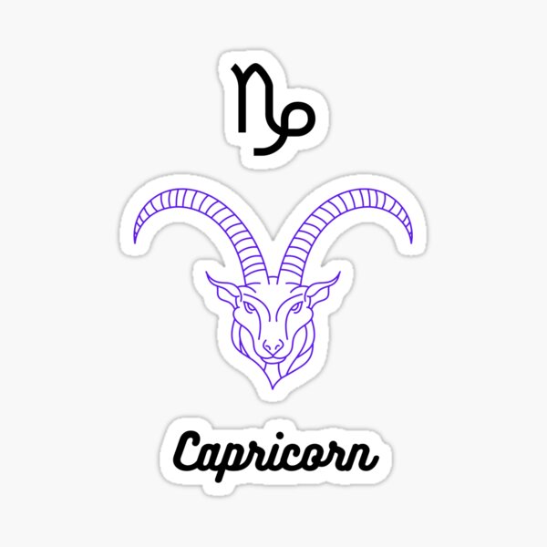 Capricorn, Purple Horned Goat Sticker