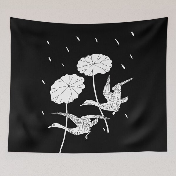 Item preview, Line bird drawing, Minimal birds sketch, Folk art style illustration, Lotus flower designed and sold by allpalgo.