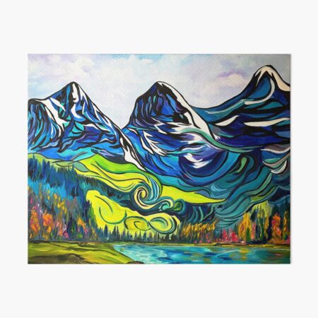 We Three Sisters | Canadian Rockies | colourful abstract mountains Art Board Print