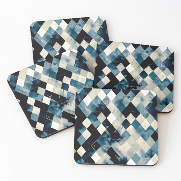 Item preview, blue geometric pixel square pattern abstract art background designed and sold by Mrvell.