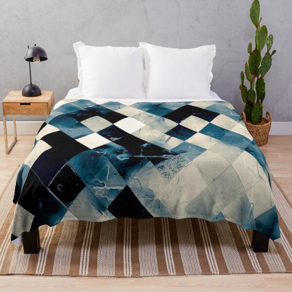Item preview, blue geometric pixel square pattern abstract art background designed and sold by Mrvell.
