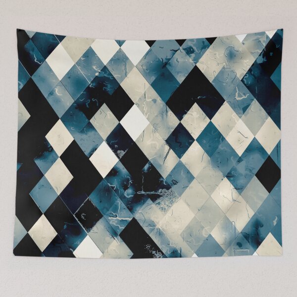 Item preview, blue geometric pixel square pattern abstract art background designed and sold by Mrvell.