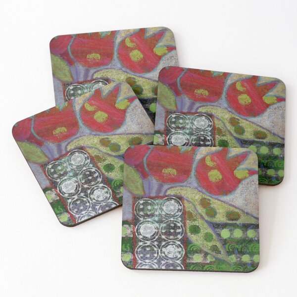 Item preview, Red lily tulips and a green tablecloth designed and sold by nighthawkstudio.