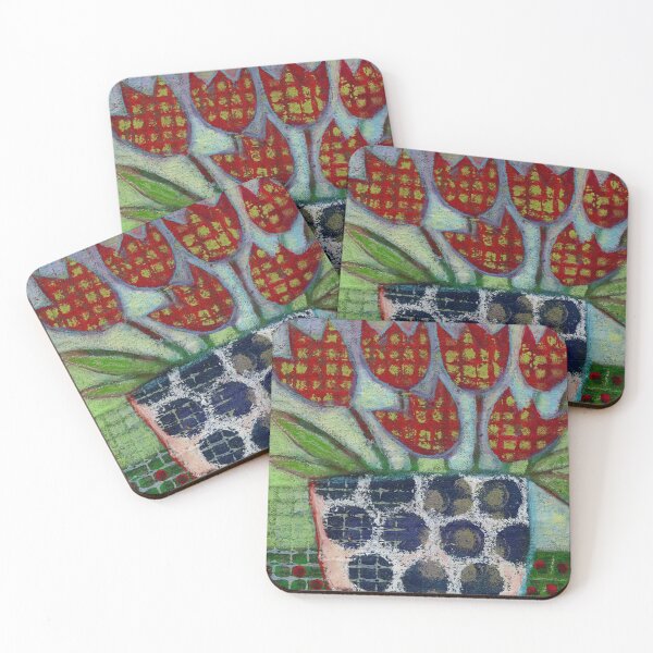 Item preview, Six red tulips in a china bowl designed and sold by nighthawkstudio.