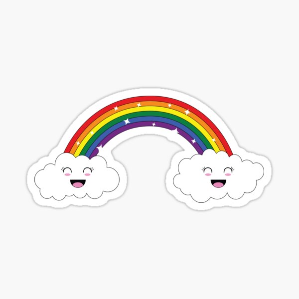 Kawaii Rainbow And Clouds Gay Lgbtqia Pride Flag Sticker For Sale By