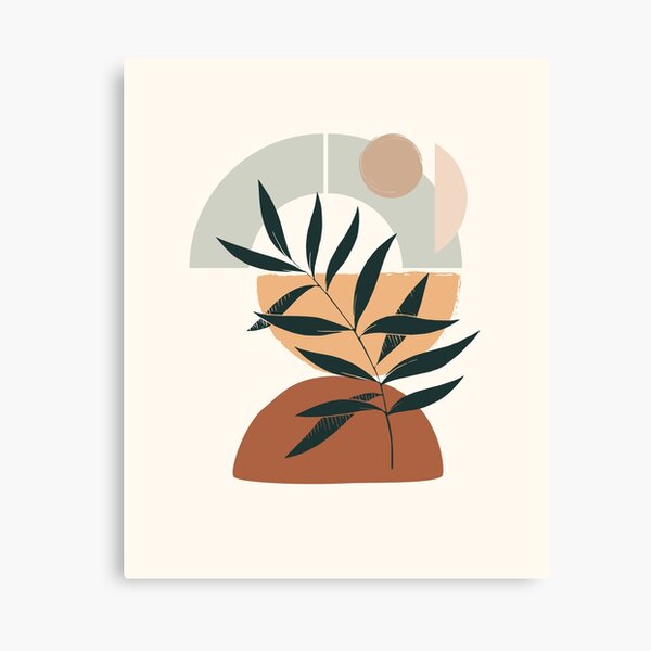 Item preview, Geometric balance Yin Yang Eucalyptus Branch Abstract Watercolor Tropical Boho Minimalist Art with warm earthy tones and pastel colors in solid soft gradient shapes designed and sold by AbstractTrace.