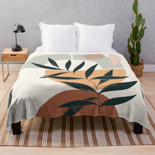 Item preview, Geometric balance Yin Yang Eucalyptus Branch Abstract Watercolor Tropical Boho Minimalist Art with warm earthy tones and pastel colors in solid soft gradient shapes designed and sold by AbstractTrace.