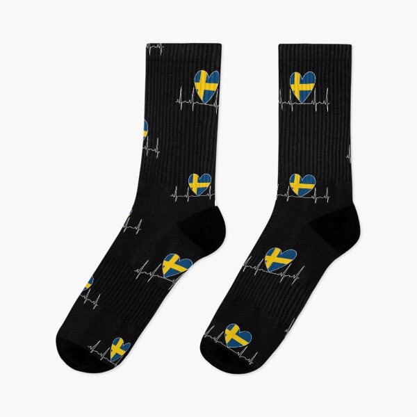 Item preview, Sweden Heart Heartbeat Flag designed and sold by AndiHK.
