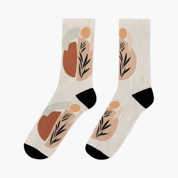 Item preview, Geometric balance Yin Yang Eucalyptus Branch Abstract Watercolor Tropical Boho Minimalist Art with warm earthy hygge tones pastel colors solid soft gradient shapes V designed and sold by AbstractTrace.