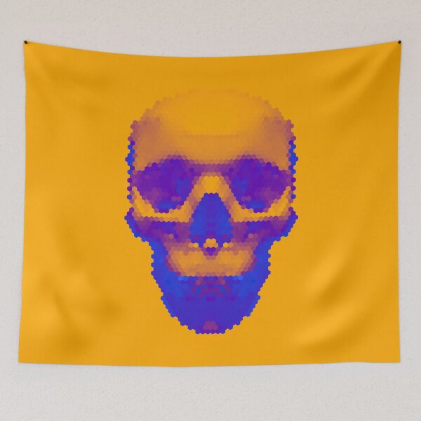 Item preview, HEXGON Skull - Yellow Blue on Yellow designed and sold by MisterSquid.
