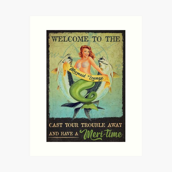 Aperçu de l'œuvre Bienvenue dans le salon des sirènes, dissipez vos problèmes et ayez une affiche Meri-Time créée et vendue par GeorgeMartin-02.