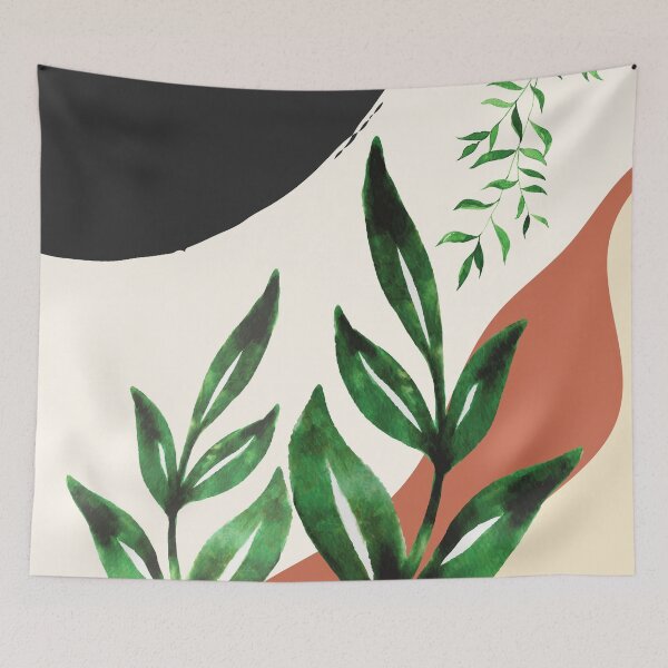 Item preview, Abstract Watercolor Tropical Boho Leaf Minimalist Art with warm earthy tones and pastel colors with solid and soft gradient shapes II designed and sold by AbstractTrace.