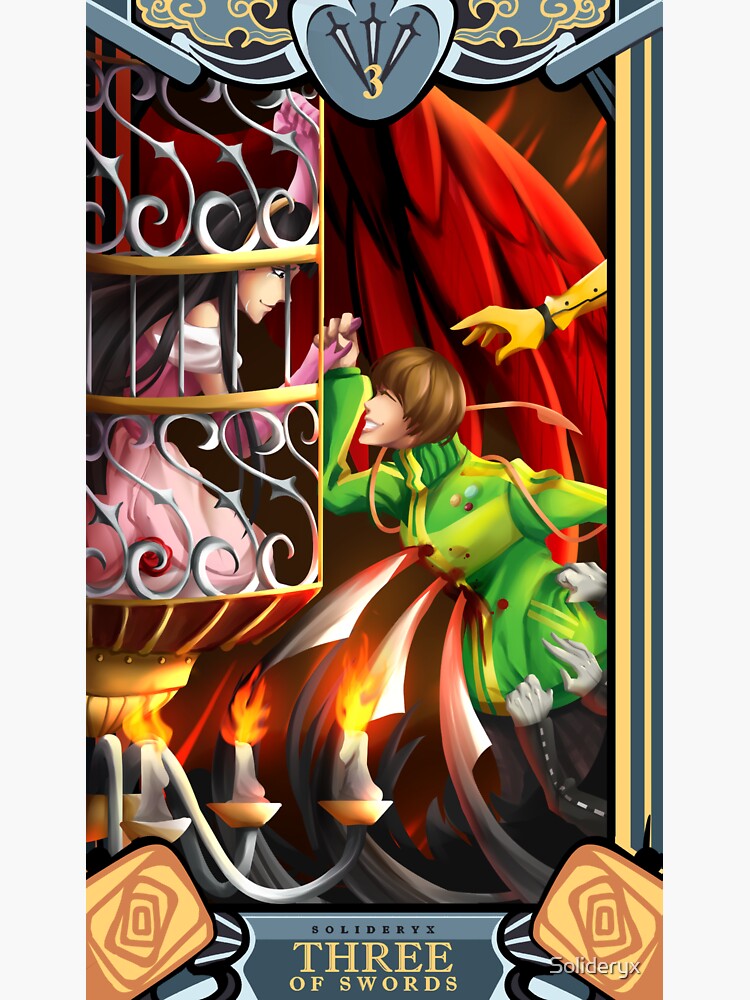 "Three of Swords Persona 4" Sticker for Sale by Solideryx Redbubble