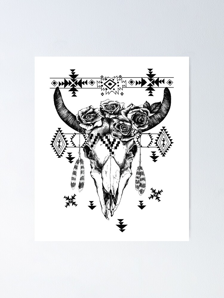 BOHO Cow Bull Skull - Cute BOHO Cow Awesome Gift For Women and