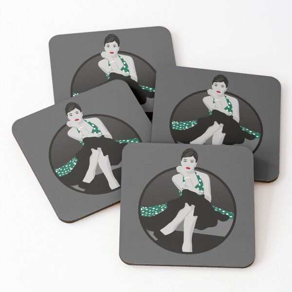 Item preview, Burlesque Girls | Delphine - Green & Grey designed and sold by ladyfacecreates.