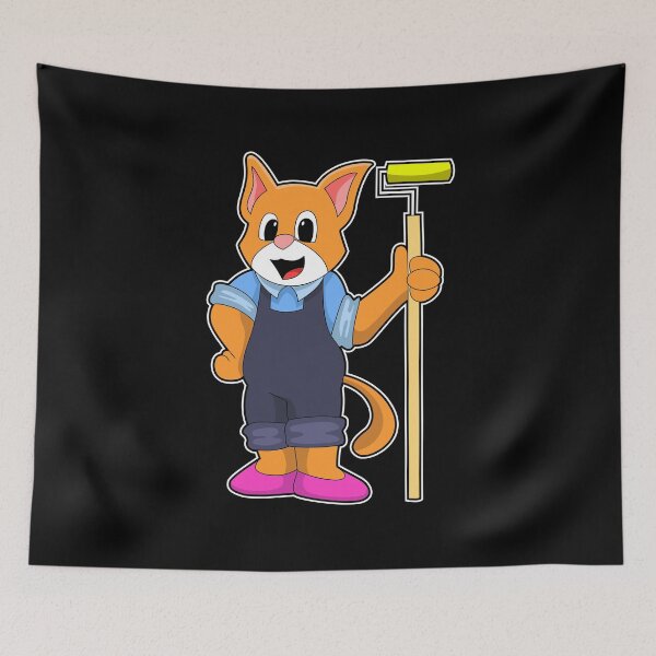 Item preview, Cat at Wallpapering with Pressure roller designed and sold by Snabdesign84.