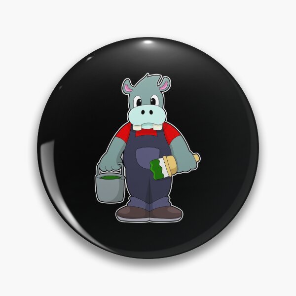 Item preview, Hippo at Painting with Bucket of Paint & Brush designed and sold by Snabdesign84.