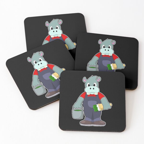 Item preview, Hippo at Painting with Bucket of Paint & Brush designed and sold by Snabdesign84.