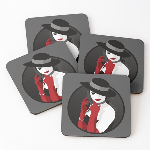Item preview, Burlesque Girls | Suzette - Red & Grey designed and sold by ladyfacecreates.